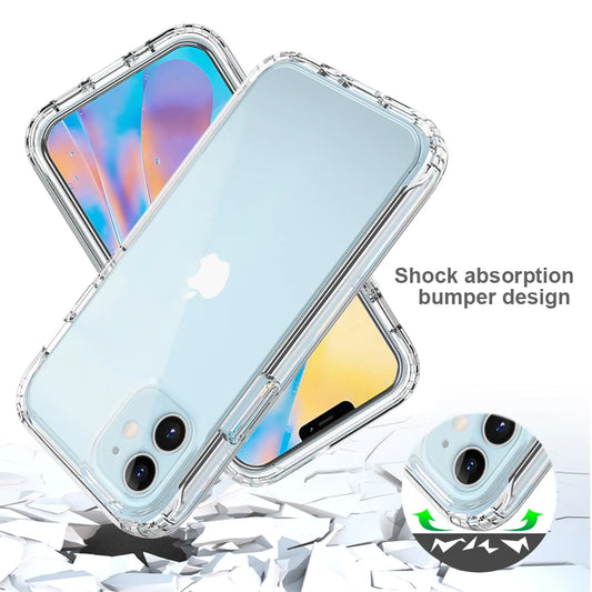 2 in 1 High Transparency Bumper Shockproof Phone Case For iPhone 15 14 13 11 12 Pro Max XS Max X 7 8 Plus Silicone Protect Cover